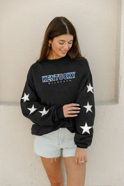 KENTUCKY WILDCATS SIX STARS EMBELLISHED SLEEVE CREWNECK PULLOVER BY MADI PREWETT TROUTT