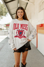 OLE MISS REBELS ALLSTAR EMBELLISHED SLEEVE CREWNECK PULLOVER BY MADI PREWETT TROUTT