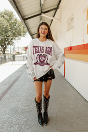 TEXAS A&M AGGIES ALLSTAR EMBELLISHED SLEEVE CREWNECK PULLOVER BY MADI PREWETT TROUTT