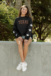 TEXAS LONGHORNS WINNING TEAM EMBELLISHED SLEEVE CREWNECK PULLOVER BY MADI PREWETT TROUTT