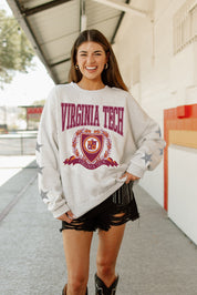 VIRGINIA TECH HOKIES ALLSTAR EMBELLISHED SLEEVE CREWNECK PULLOVER BY MADI PREWETT TROUTT