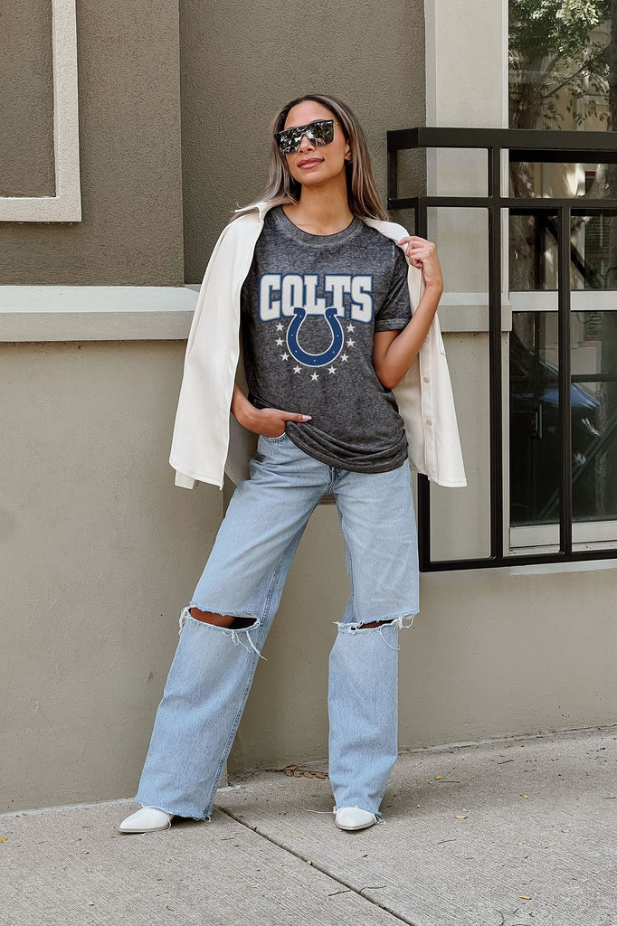 INDIANAPOLIS COLTS CAN'T CATCH ME ACID WASH BOYFRIEND TEE