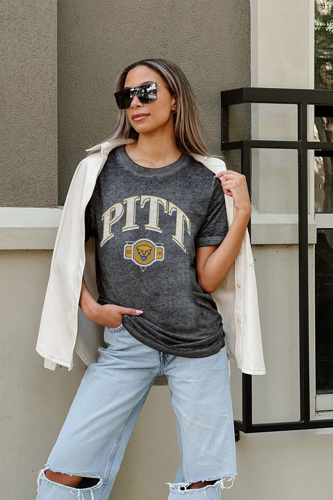 PITTSBURGH PANTHERS SWITCH IT UP ACID WASH BOYFRIEND TEE