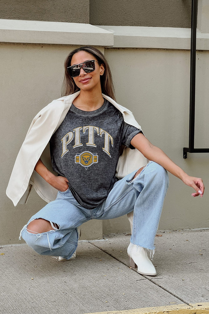 PITTSBURGH PANTHERS SWITCH IT UP ACID WASH BOYFRIEND TEE
