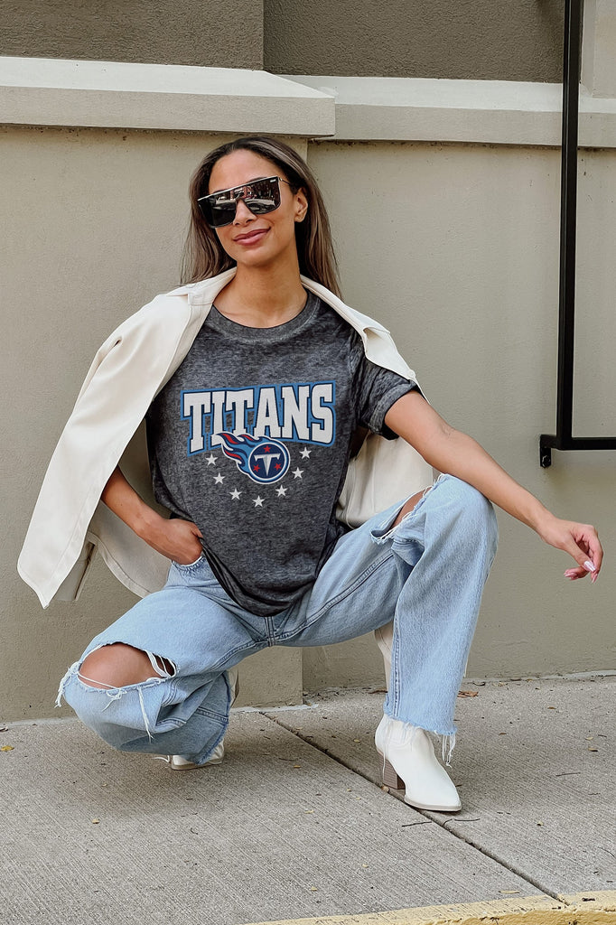 TENNESSEE TITANS CAN'T CATCH ME ACID WASH BOYFRIEND TEE