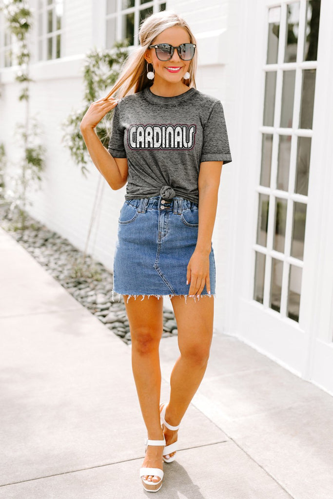 The Cardinals  "On Repeat" Acid Wash Boyfriend Tee - Shop The Soho