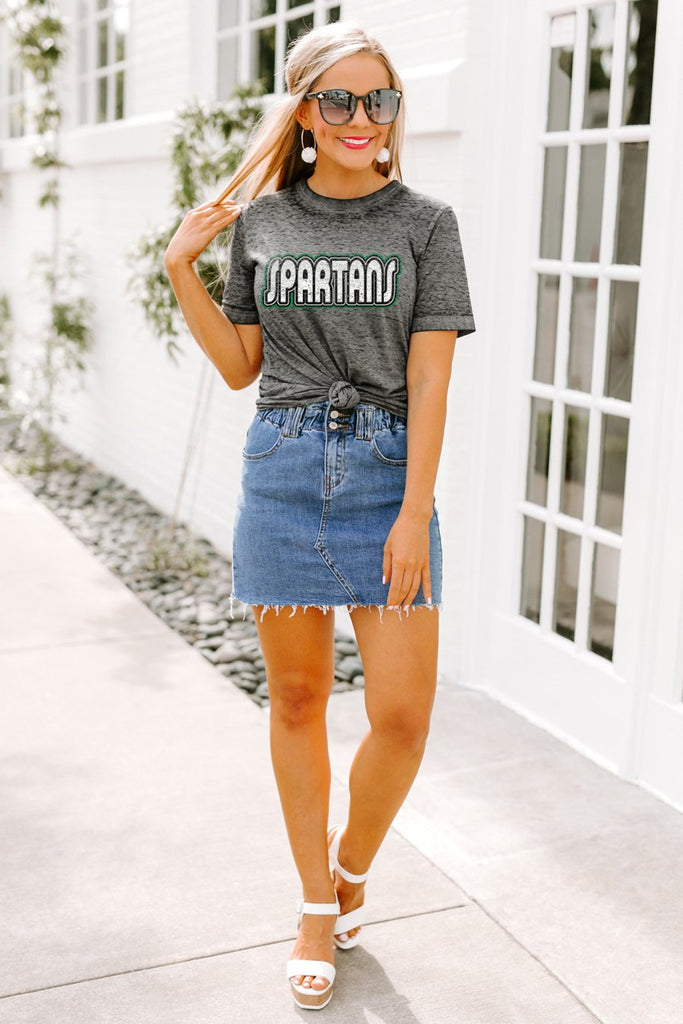 The Spartans  "On Repeat" Acid Wash Boyfriend Tee - Shop The Soho