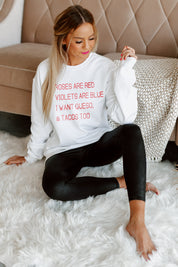 White Oversized Drop Shoulder Valentine's Graphic Sweatshirt - Styled Lifestyle Sit | Gameday Couture - SOHO