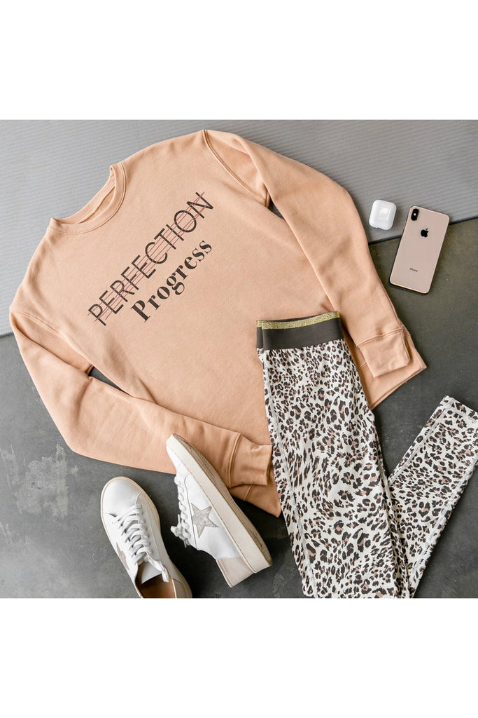 The "Perfection And Progress" Sponge Fleece Crew Sweatshirt - Gameday Couture