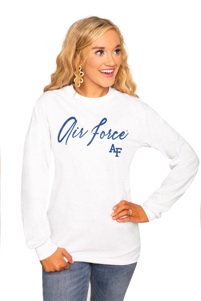 Air Force Falcons "Win The Day" Luxe Boyfriend Crew Tee - Gameday Couture