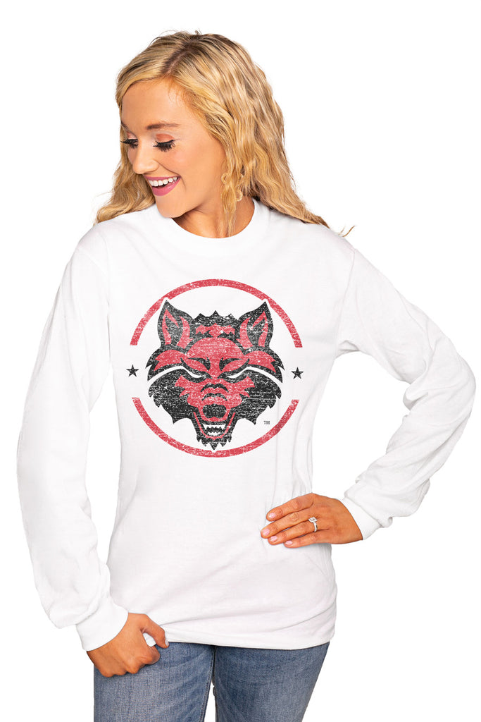 Arkansas State Red Wolves "End Zone" Luxe Boyfriend Crew Tee - Shop The Soho