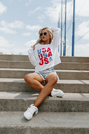 STARGAZING IN THE USA CROPPED LONG SLEEVE VINTAGE TEE