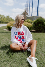 STARGAZING IN THE USA CROPPED LONG SLEEVE VINTAGE TEE