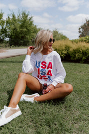STARGAZING IN THE USA CROPPED LONG SLEEVE VINTAGE TEE