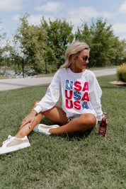 STARGAZING IN THE USA CROPPED LONG SLEEVE VINTAGE TEE