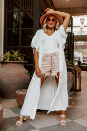 RILEY BUTTON DOWN MAXI KIMONO IN WHITE-DRESSES