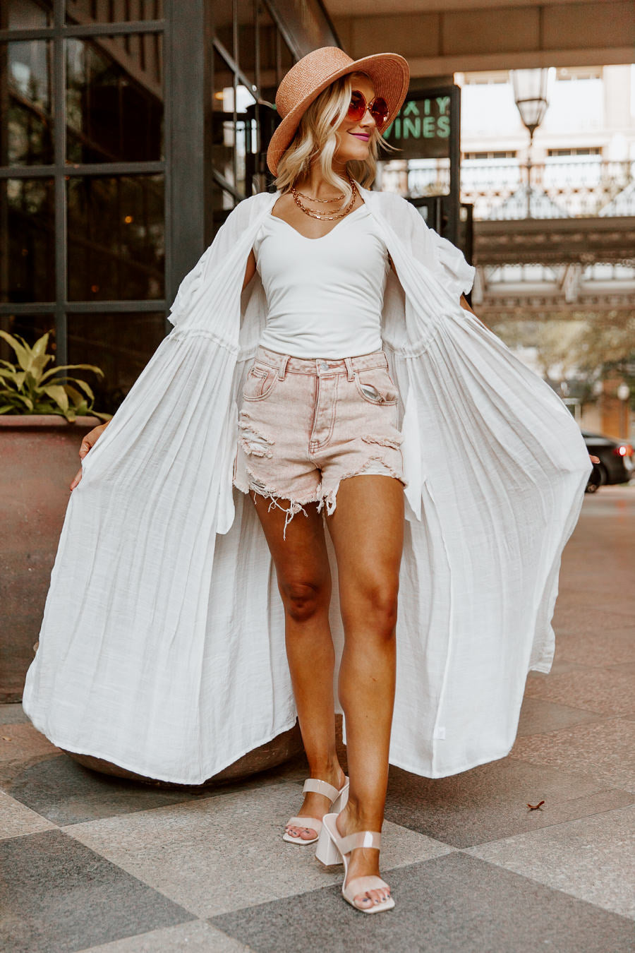 RILEY BUTTON DOWN MAXI KIMONO IN WHITE-DRESSES