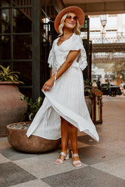 RILEY BUTTON DOWN MAXI KIMONO IN WHITE-DRESSES
