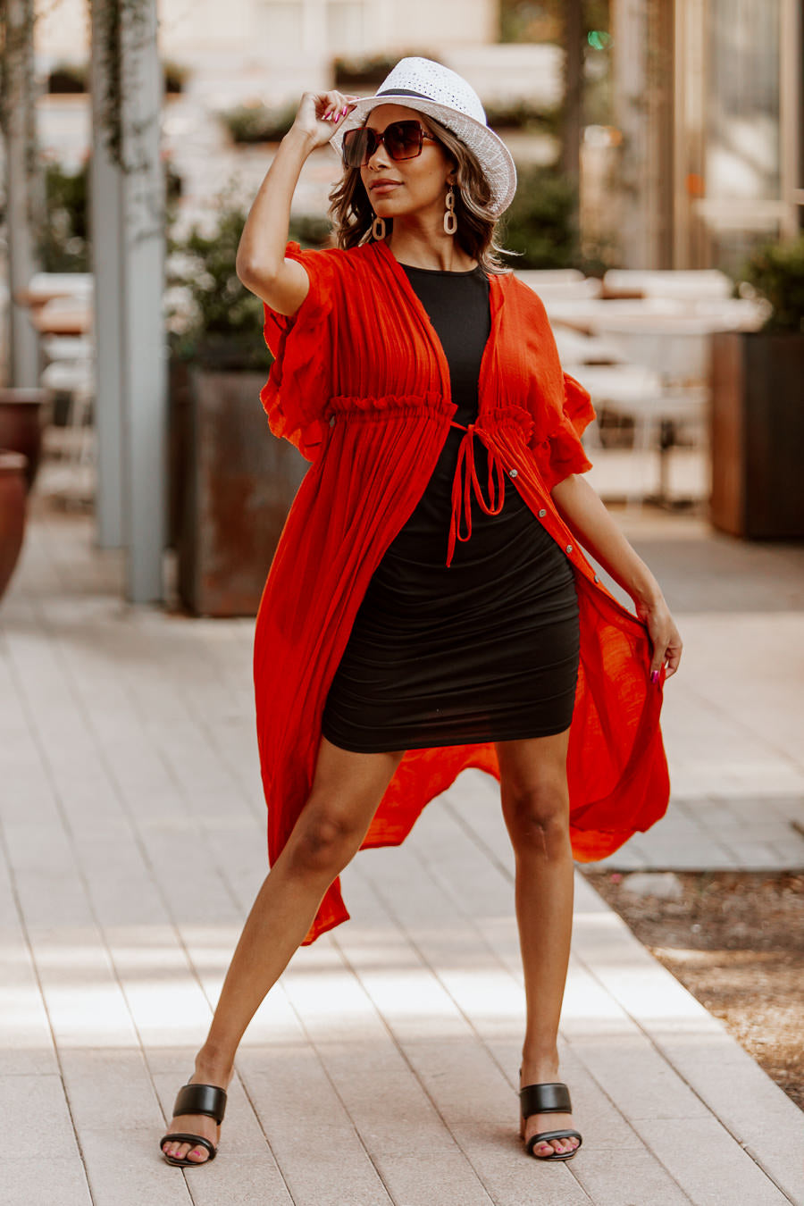 RILEY BUTTON DOWN MAXI KIMONO IN RUST