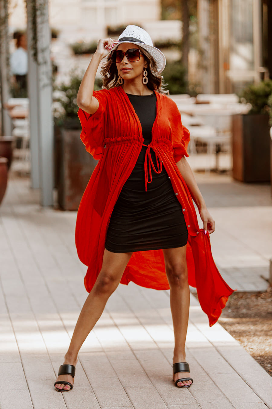 RILEY BUTTON DOWN MAXI KIMONO IN RUST