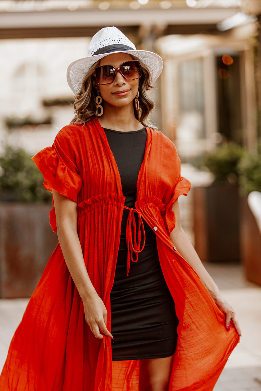 RILEY BUTTON DOWN MAXI KIMONO IN RUST