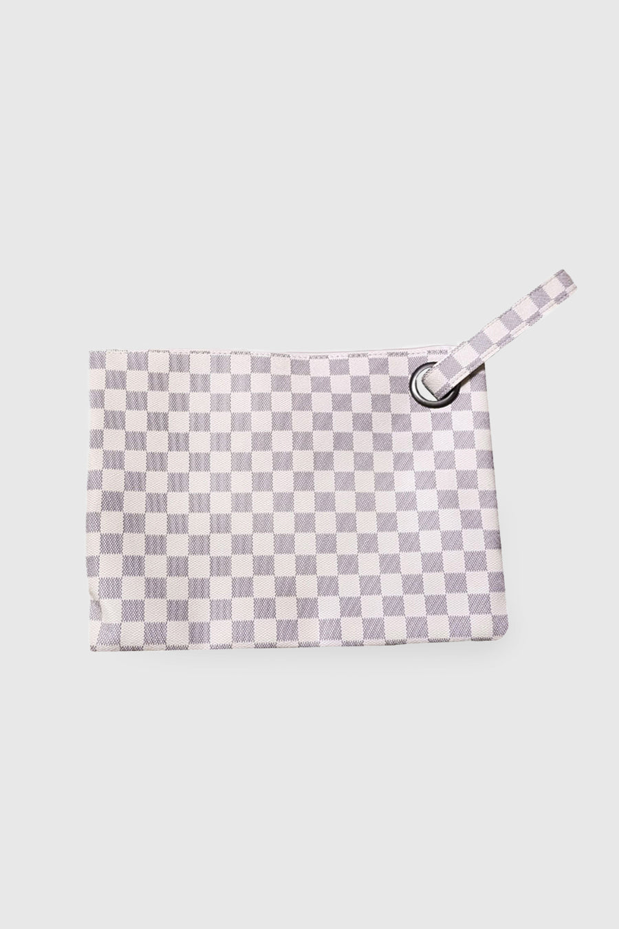 THE "AVERY" FAUX LEATHER CHECKERED WRISTLET IN BEIGE