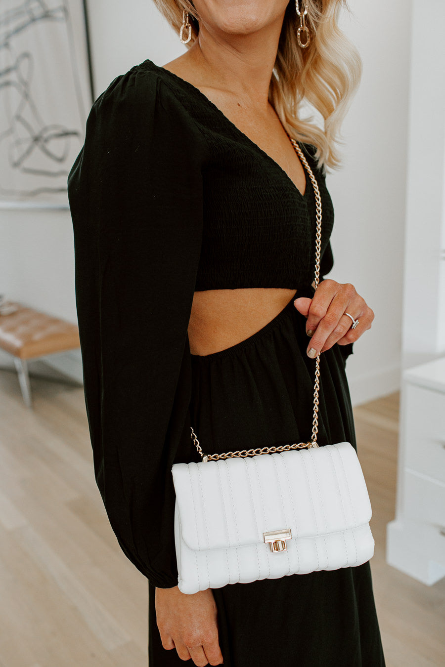 BECCA QUILTED CROSSBODY BAG IN WHITE-WHITE