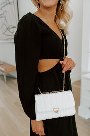 BECCA QUILTED CROSSBODY BAG IN WHITE-WHITE