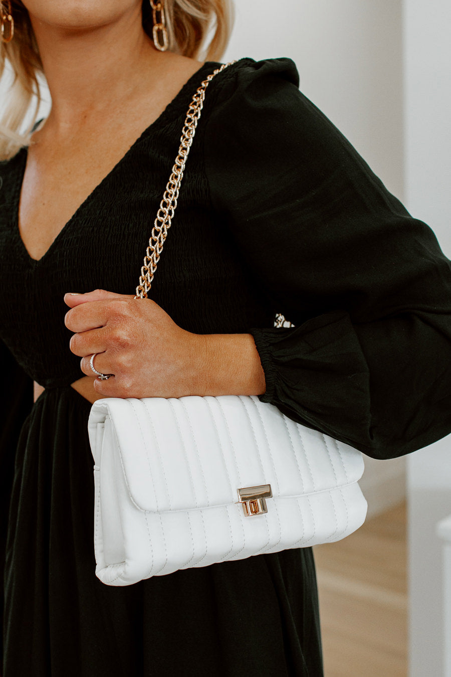 BECCA QUILTED CROSSBODY BAG IN WHITE-