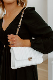 BECCA QUILTED CROSSBODY BAG IN WHITE-