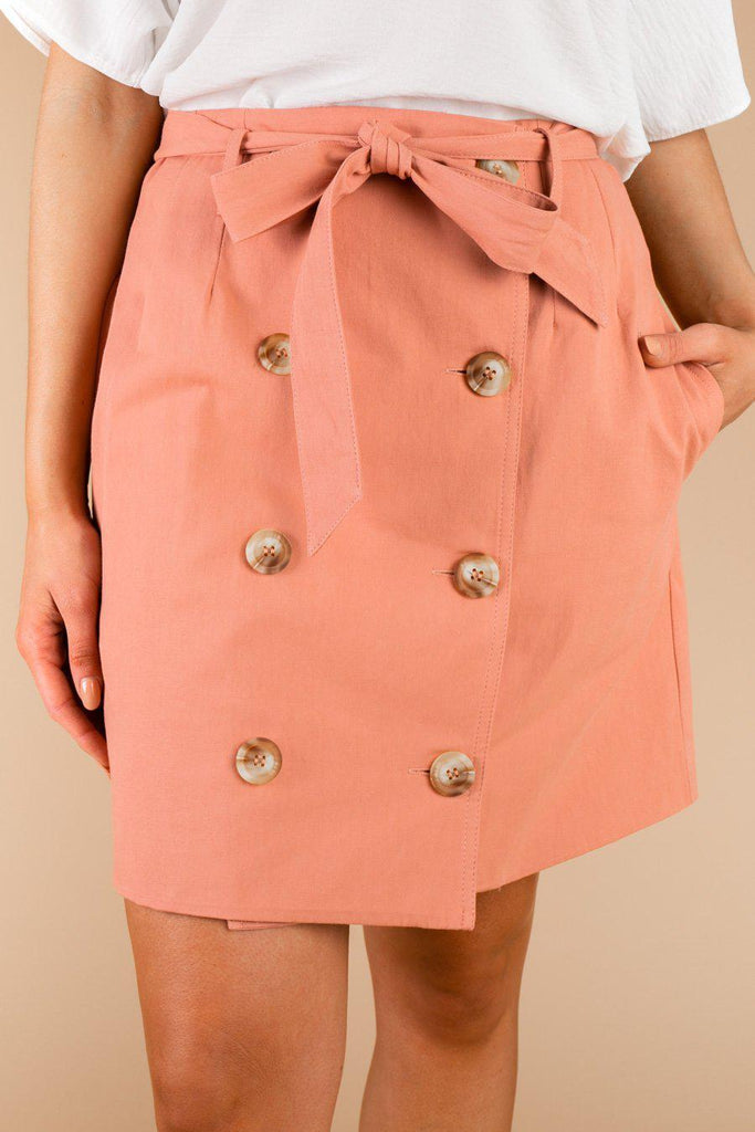 The "Buttoned Up" Denim Skirt In Pink - Final Sale - Shop The Soho