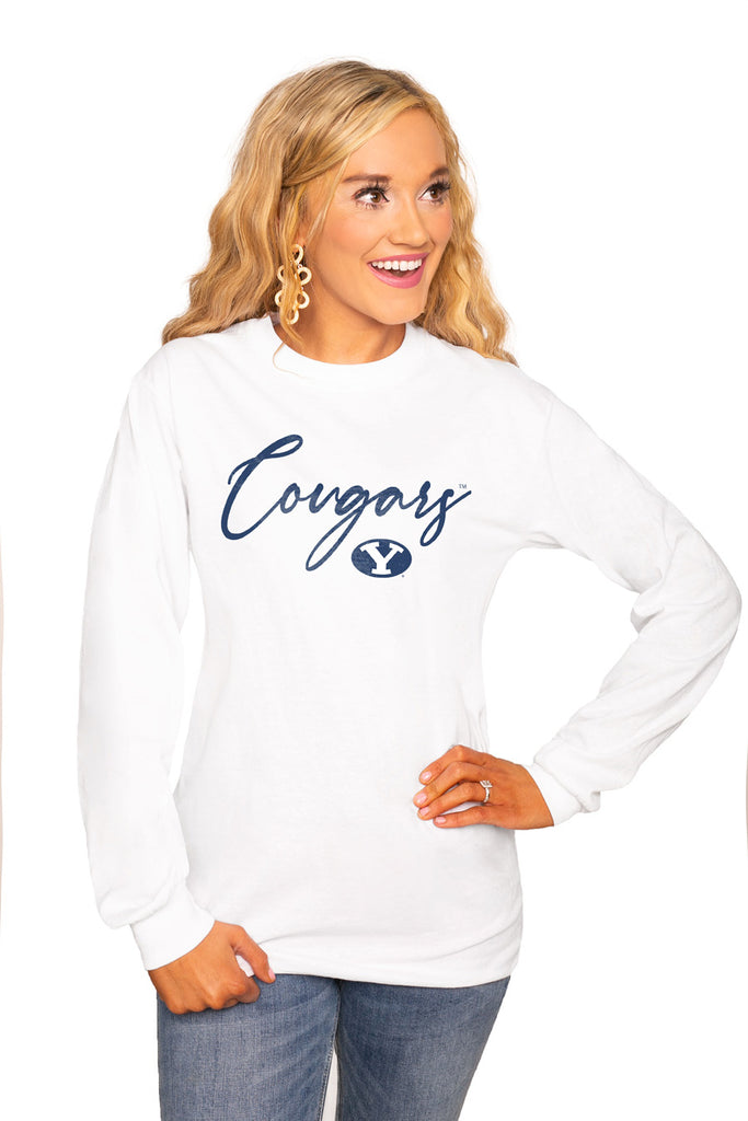 Byu Cougars "Win The Day" Luxe Boyfriend Crew Tee - Shop The Soho