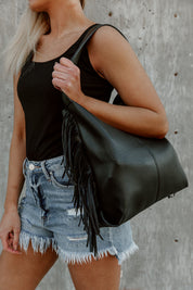 GIGI VEGAN LEATHER FRINGE TOTE BAG-HANDBAGS