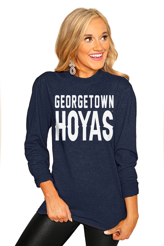 Georgetown Hoyas "Go For It" Luxe Boyfriend Crew Tee - Gameday Couture
