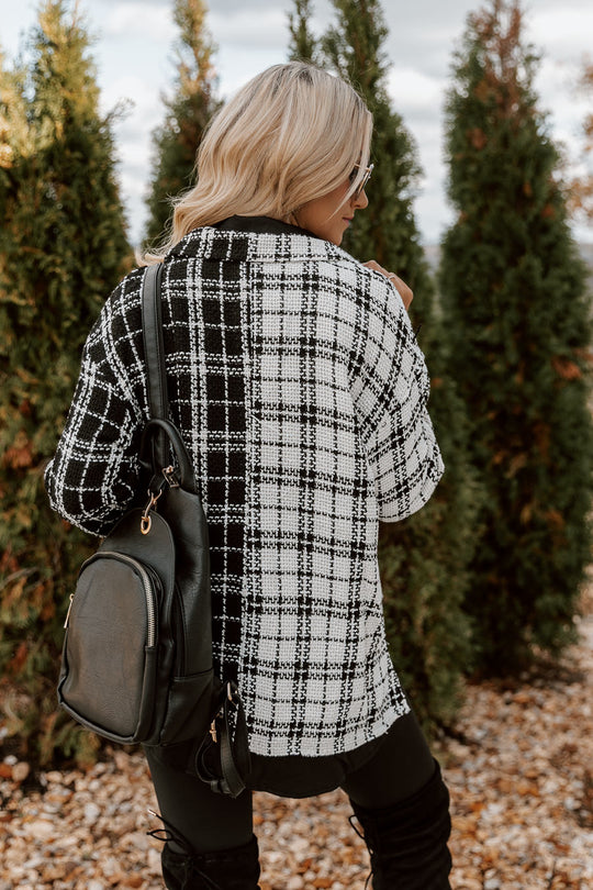 HUXLEY PLAID FLANNEL JACKET IN BLACK AND WHITE