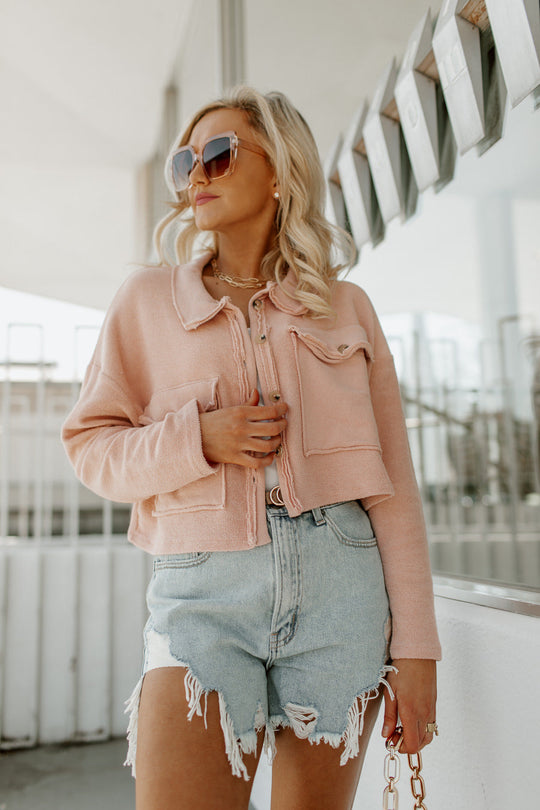IN DEMAND CROPPED SHIRT SHACKET IN MAUVE