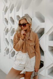 IN DEMAND CROPPED SHIRT SHACKET IN CAMEL-SHACKETS