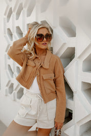 IN DEMAND CROPPED SHIRT SHACKET IN CAMEL-SHACKETS