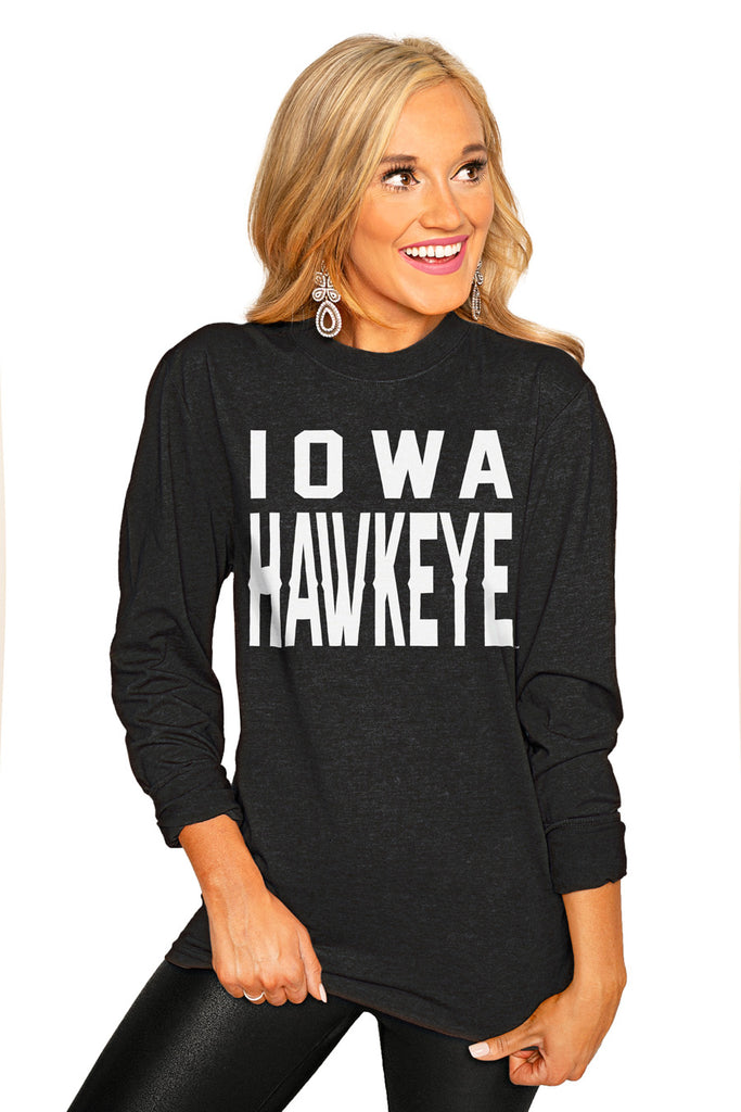 Iowa Hawkeyes "Go For It" Luxe Boyfriend Crew Tee - Gameday Couture