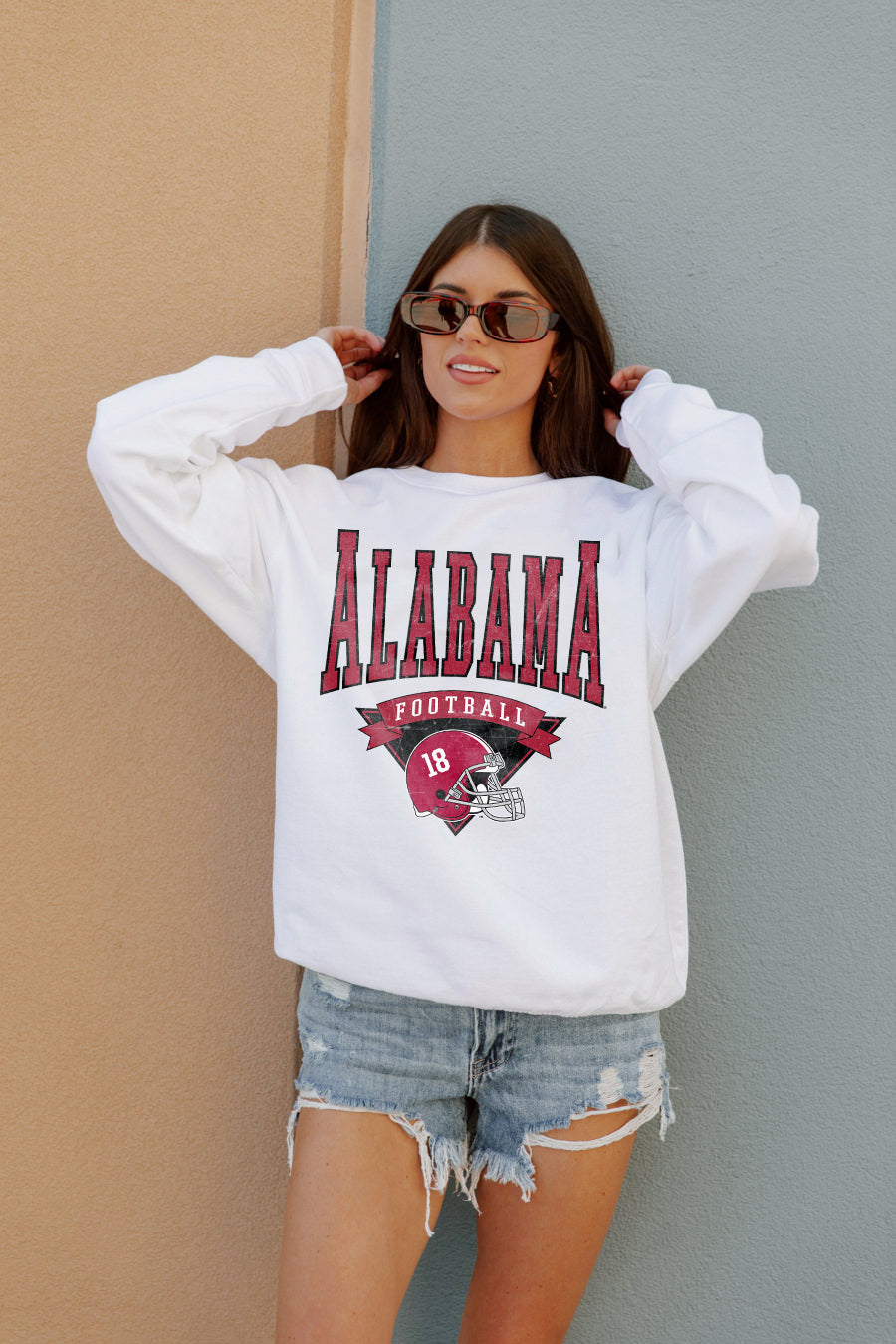 ALABAMA CRIMSON TIDE Slow Motion Crew Fleece Pullover By Madi Prewett Troutt
