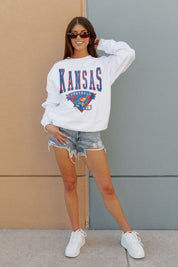 KANSAS JAYHAWKS Slow Motion Crew Fleece Pullover By Madi Prewett Troutt