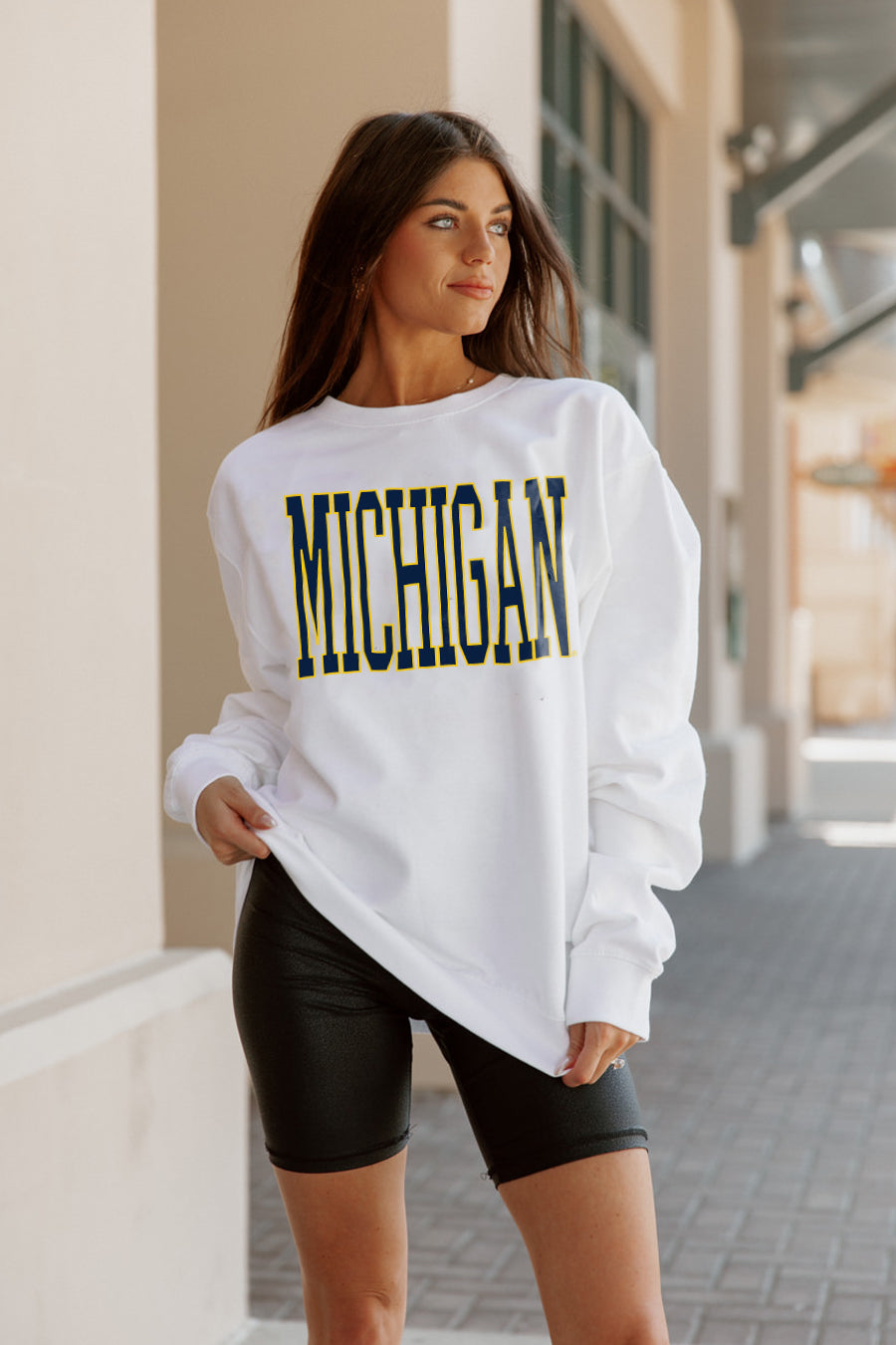 MICHIGAN WOLVERINES Play By Play Crew Fleece By Madi Prewett Troutt