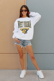 WEST VIRGINIA MOUNTAINEERS Slow Motion Crew Fleece Pullover By Madi Prewett Troutt
