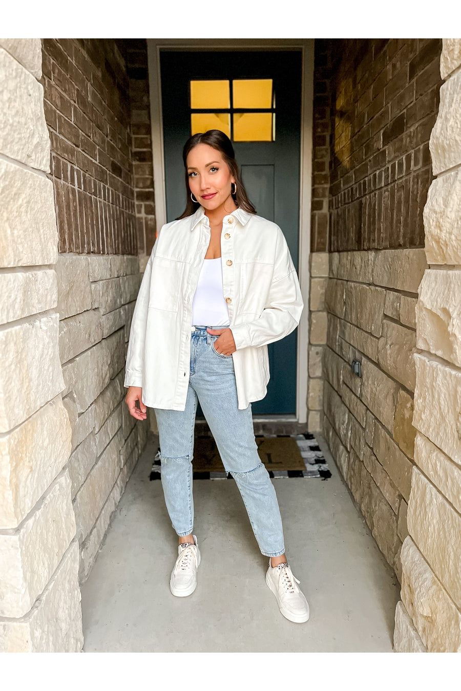 AVA OVERSIZED DENIM SHACKET IN IVORY-VESTS AND JACKETS