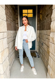 AVA OVERSIZED DENIM SHACKET IN IVORY-VESTS AND JACKETS