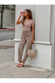 LINA MODAL V-NECK BODYSUIT IN MOCHA