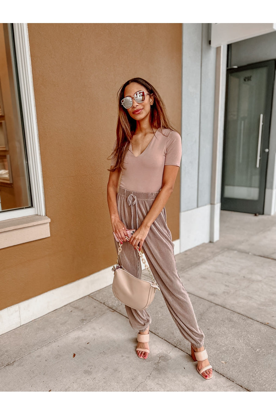 LINA MODAL V-NECK BODYSUIT IN MOCHA