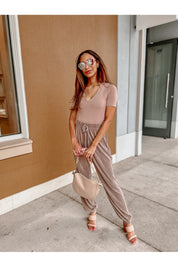 LINA MODAL V-NECK BODYSUIT IN MOCHA