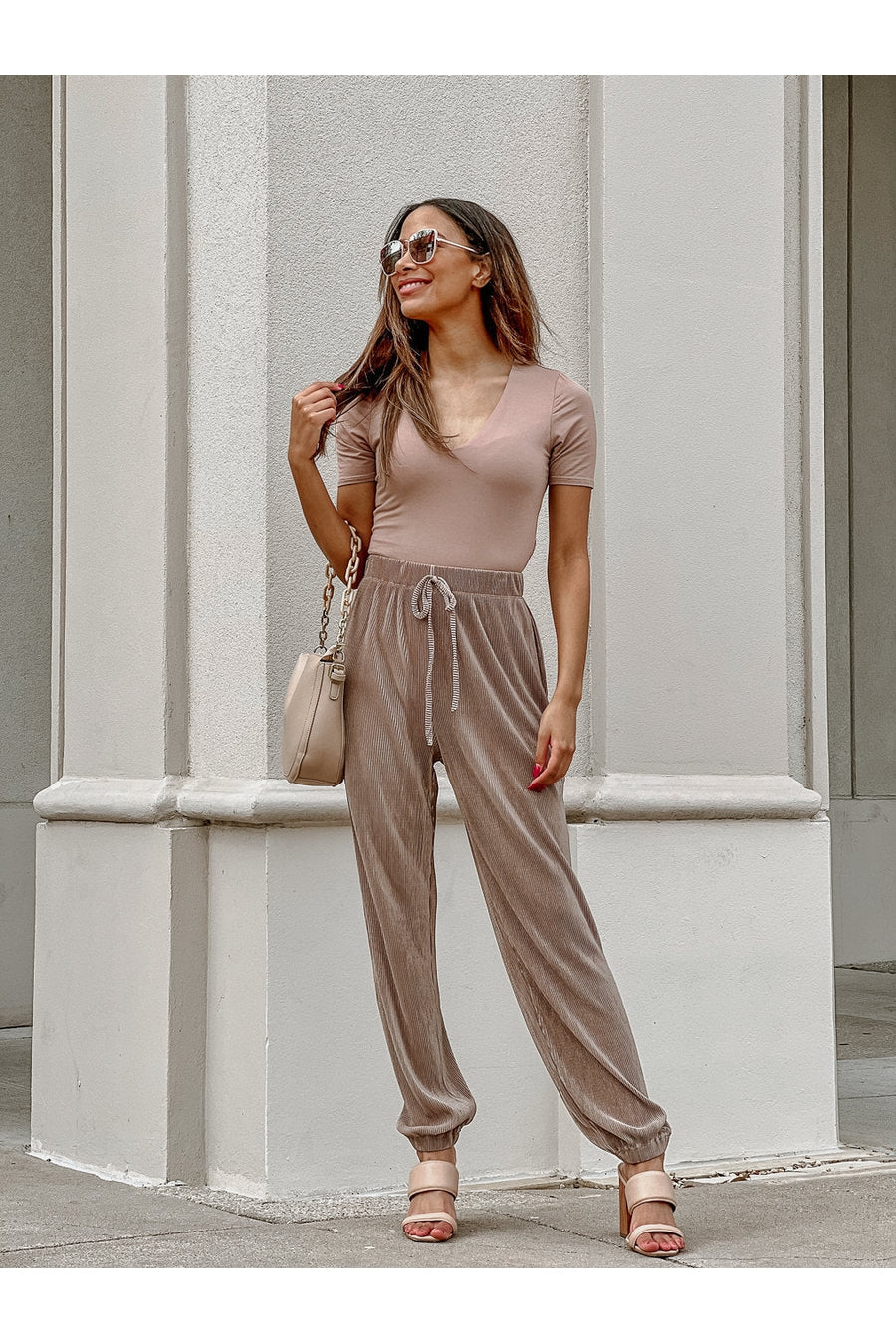 LINA MODAL V-NECK BODYSUIT IN MOCHA