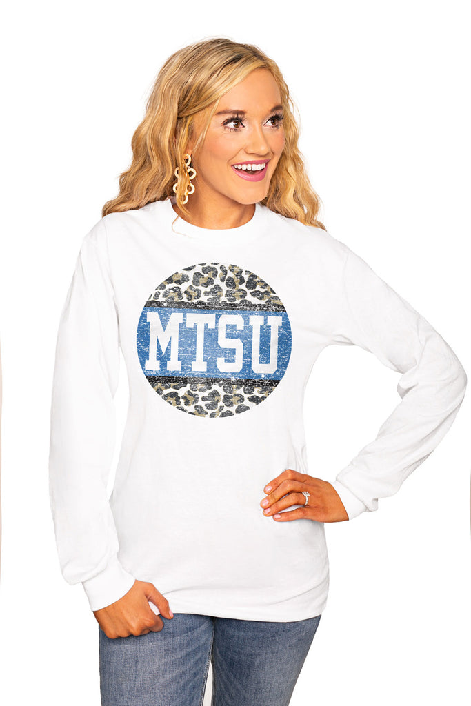 Middle Tennessee State "Scoop & Score" Luxe Boyfriend Crew Tee - Gameday Couture